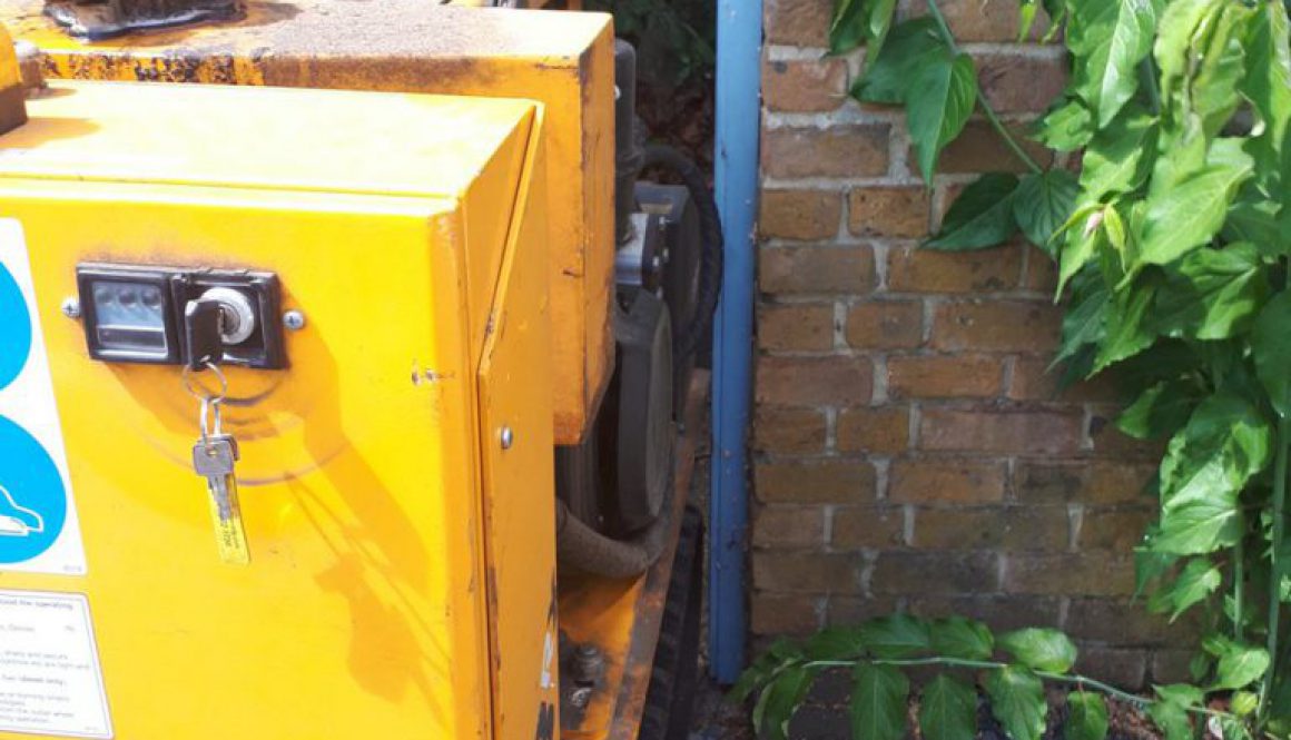 Removing tree stumps in Theydon Bois, Essex. This particular stump grinding job required a very narrow access machine as...