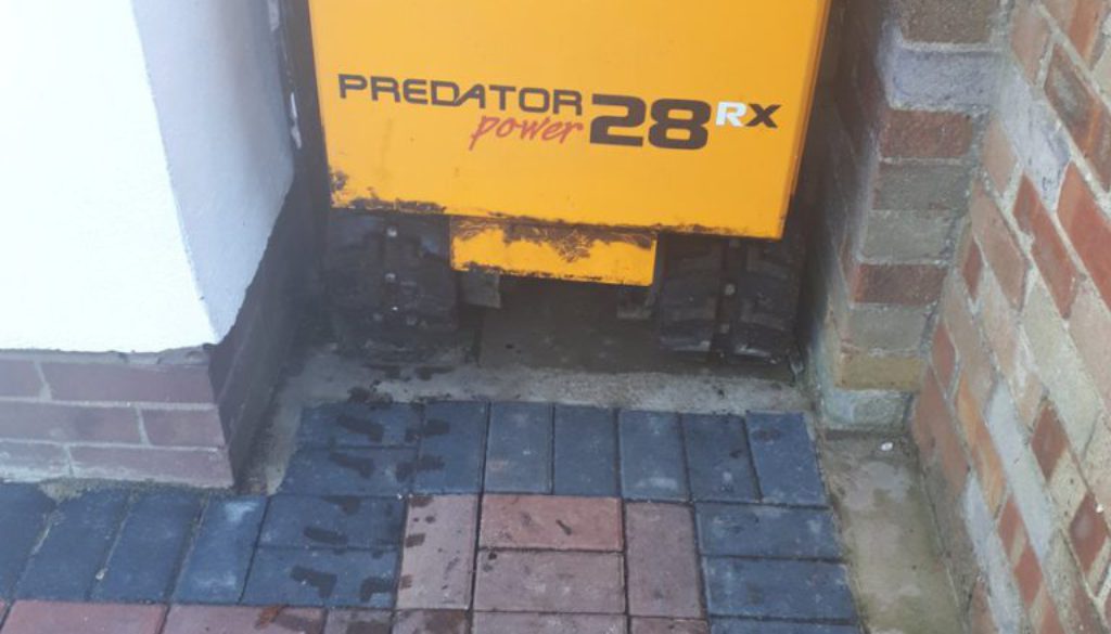 You can see by the photograph that our tree stump grinder will fit through fairly tight passageways! This recent photogr...