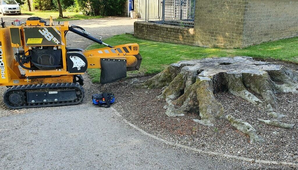 Removing a large oak tree stump at Thurlow, near Newmarket, Suffolk. Believe it or not, oak is one of the easier types o...